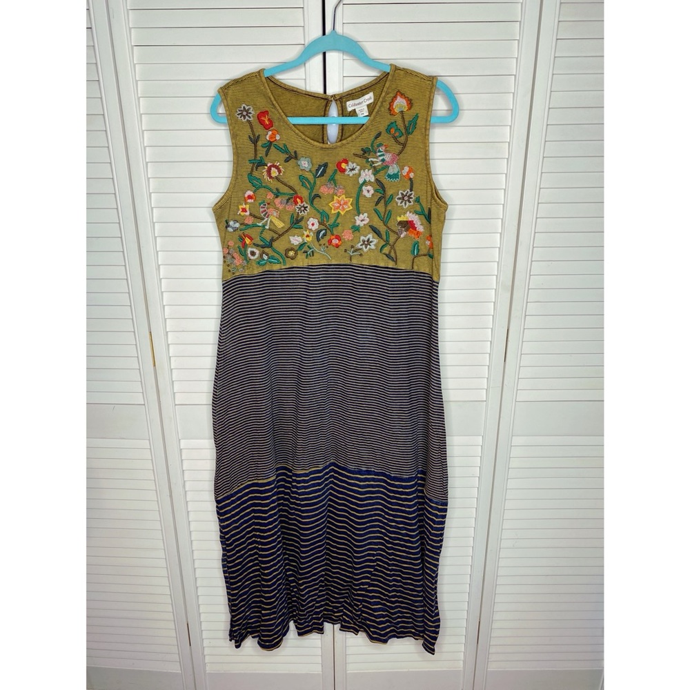 NWT Coldester Creek yellow sleeveless maxi dress with floral embroidery size MP